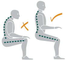 poor and correct sitting postures