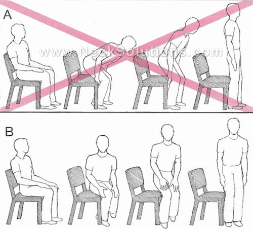 easiest way to get up from a chair with a back strain